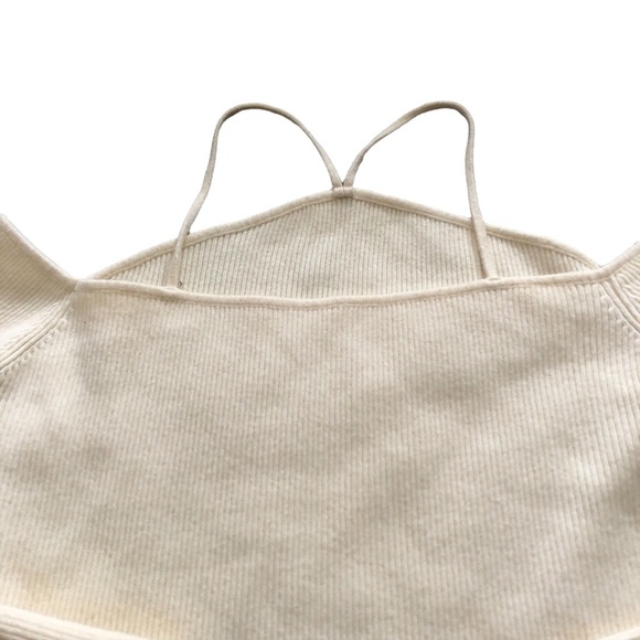 Middletone Cream Ribbed Knit Cut-out Shoulder Top - Picture 8 of 10
